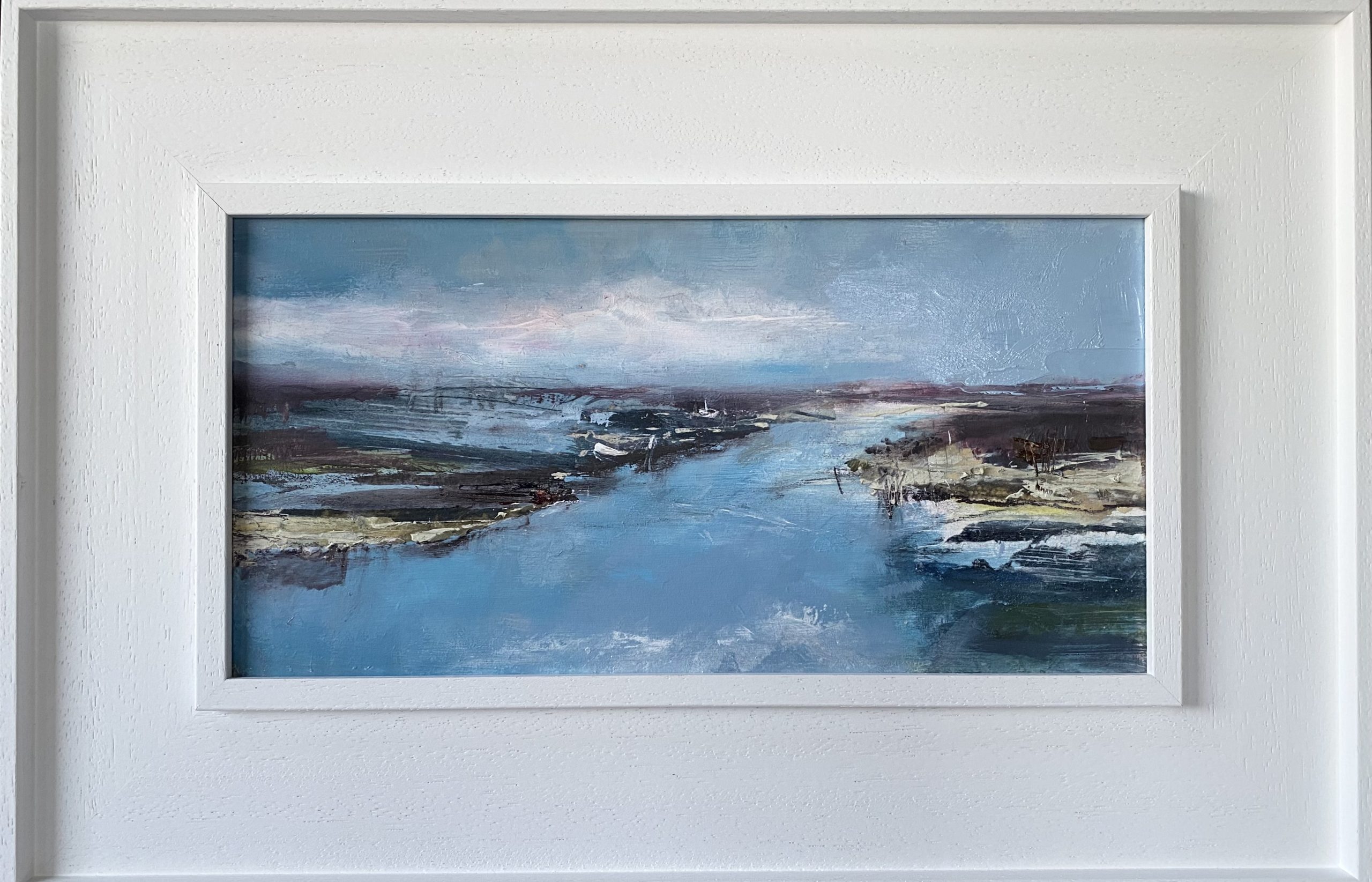 Painting of boats in a creek Morston in North Norfolk