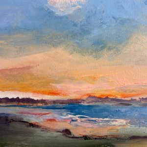 Artist Tracey Ross 'Golden Serenity' inspired by North Norfolk sunsets on the coast.