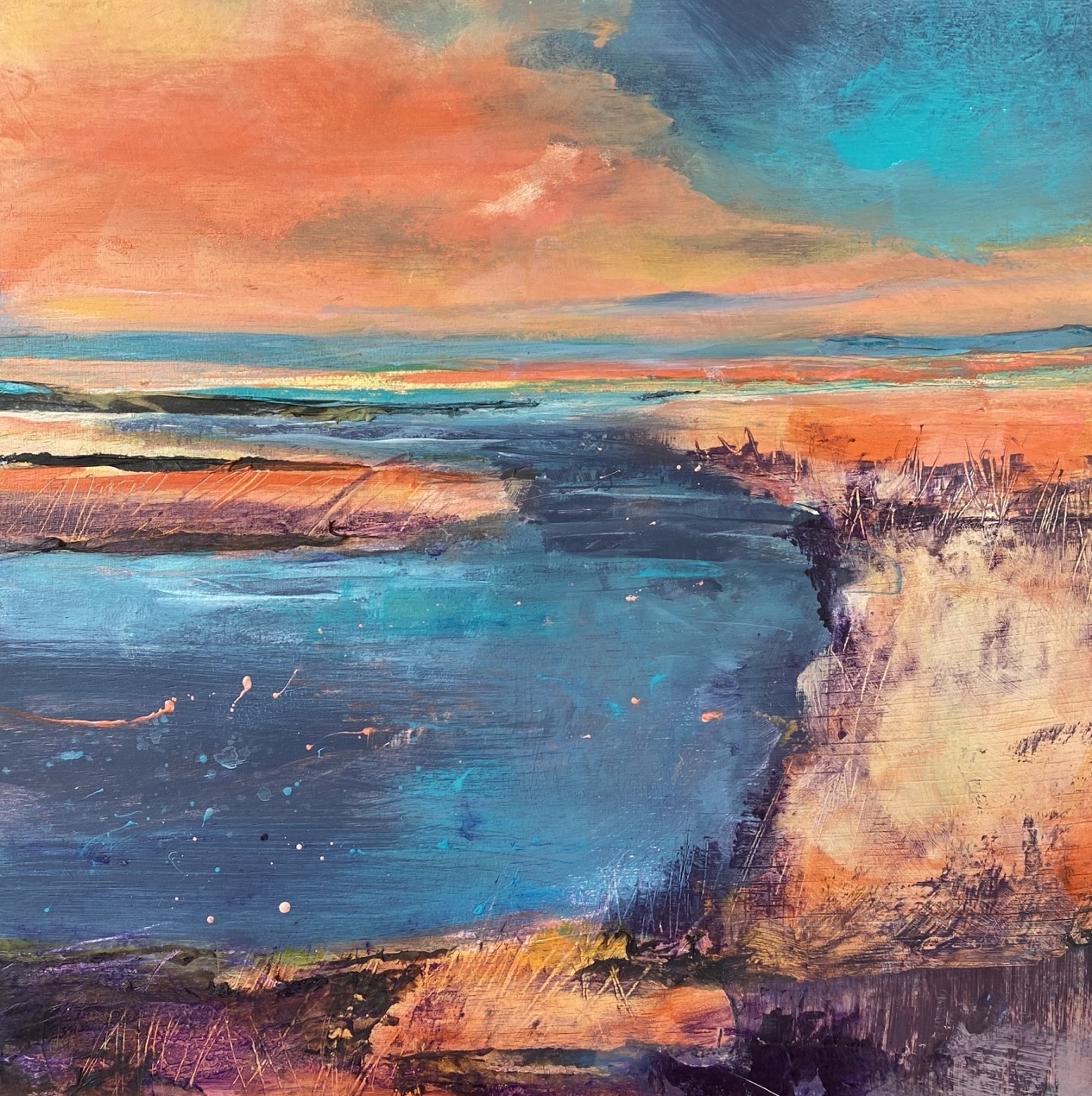 Summer sunset on the Norfolk coast by artist Tracey Ross