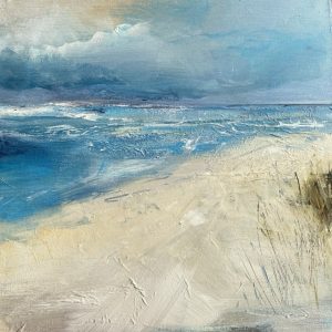 Coastal painting of sand and sea by Norfolk artist Tracey Ross